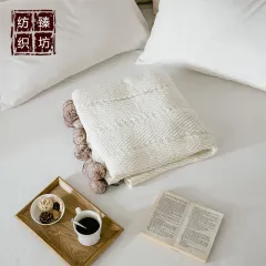 New Simple Chenille Ball Knitted Wool Blanket - White - View 1