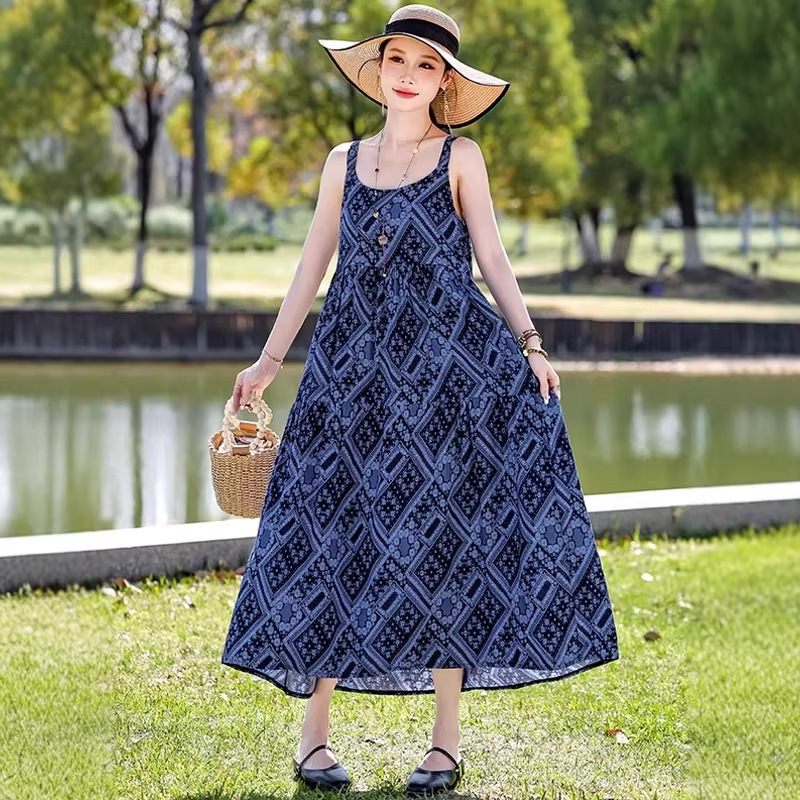 Beach Vacation French Style Floral Maxi Dress