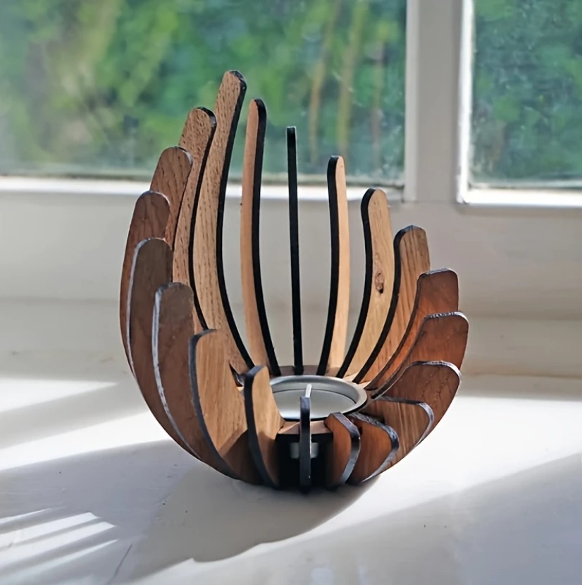 Halloween Wooden Candle Holder Farmhouse Tea Light (15X12cm)