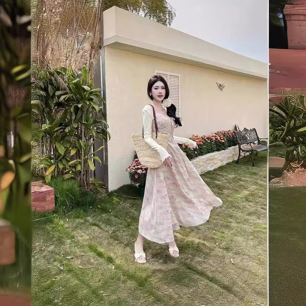 Fashion Pure Desire Style Lace Floral Strap Dress Female Summer Sweet