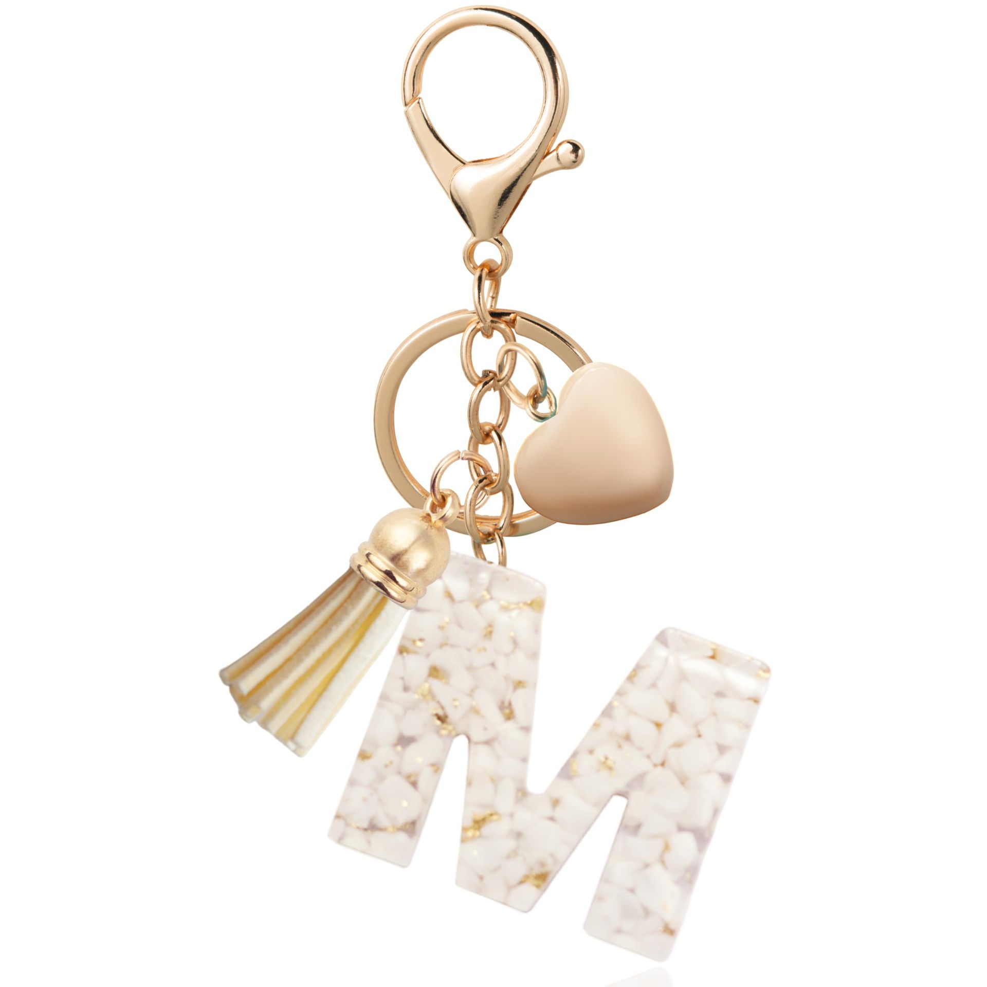 Fashionable Personalized Heart-shaped Pendant With White Shell Fragments Lettering And Tassel