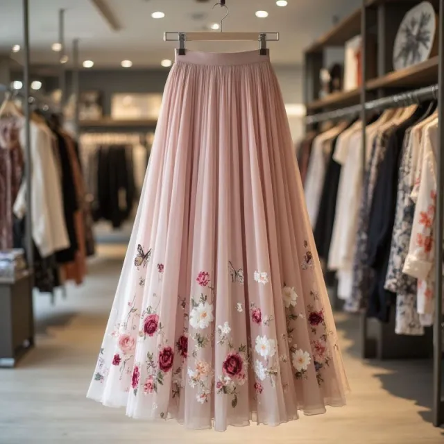 Womens Delicate And Sweet Rose Print Midi Skirt Rose - Shop at LoveMi