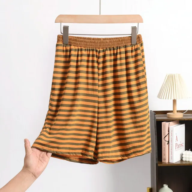 Japanese style Loose fitting Wearable Large size Bit cotton Loungewear Pants Ginger Stripe 5Xl - Shop at LoveMi