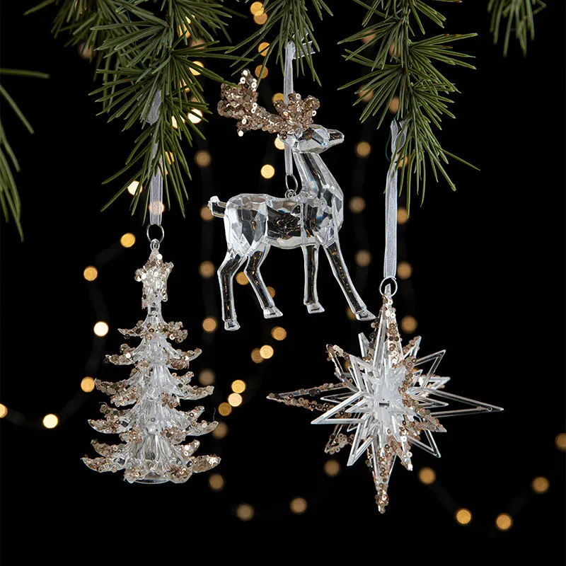 Christmas Decorations Sequins Acrylic Transparent Pendant – image 3