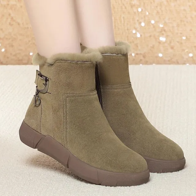 Large Size Snow Boots New Fur Integrated Comfortable Thickened Warm Green - Shop at LoveMi