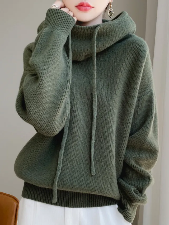 Idle Style Cashmere Knitted Sweater Skin friendly Thermal Head Cover Top Green - Shop at LoveMi