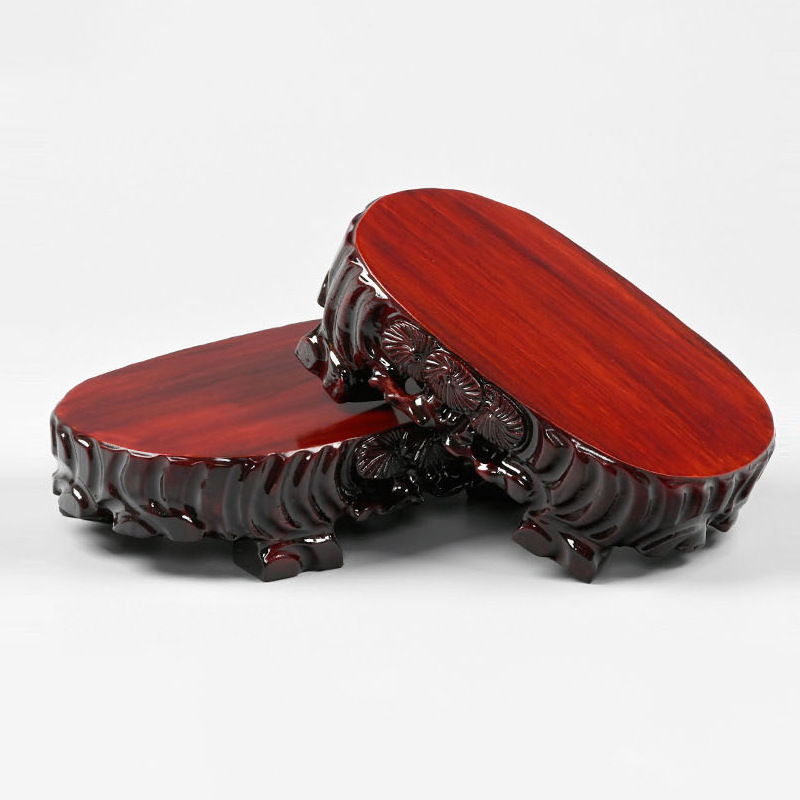 Wooden Base, Redwood And Rare Stone Handicraft Ornament