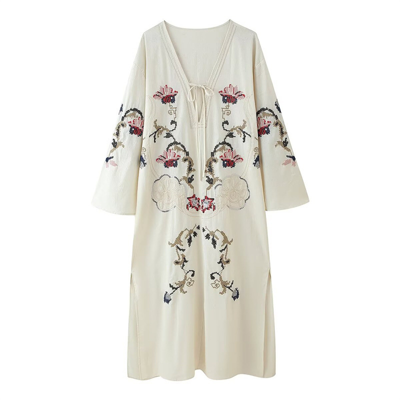 Flower Embroidered Long Sleeve Dress - Shop at LoveMi