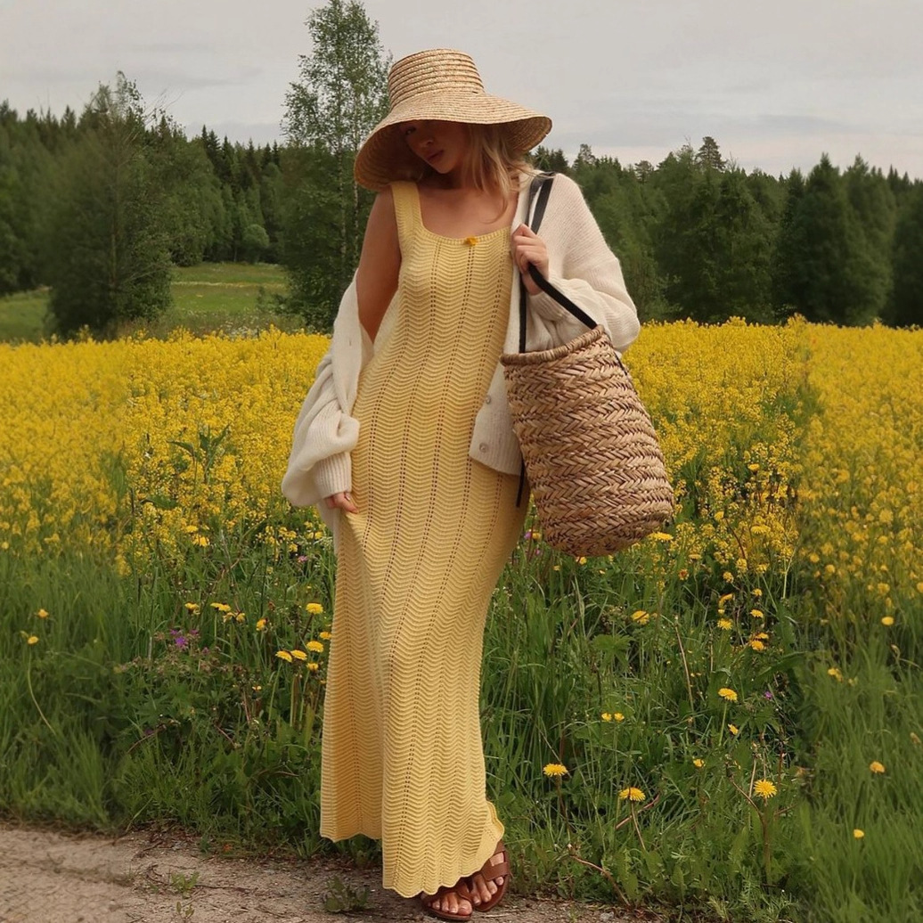 Brand new Casual And Fashionable Beach Dress Yellow - Shop at LoveMi