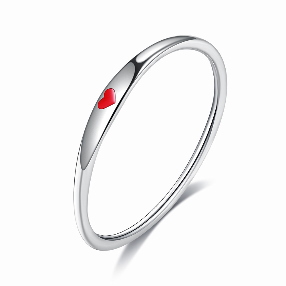S925 Silver Niche Minimalist Heart Bestie Ring