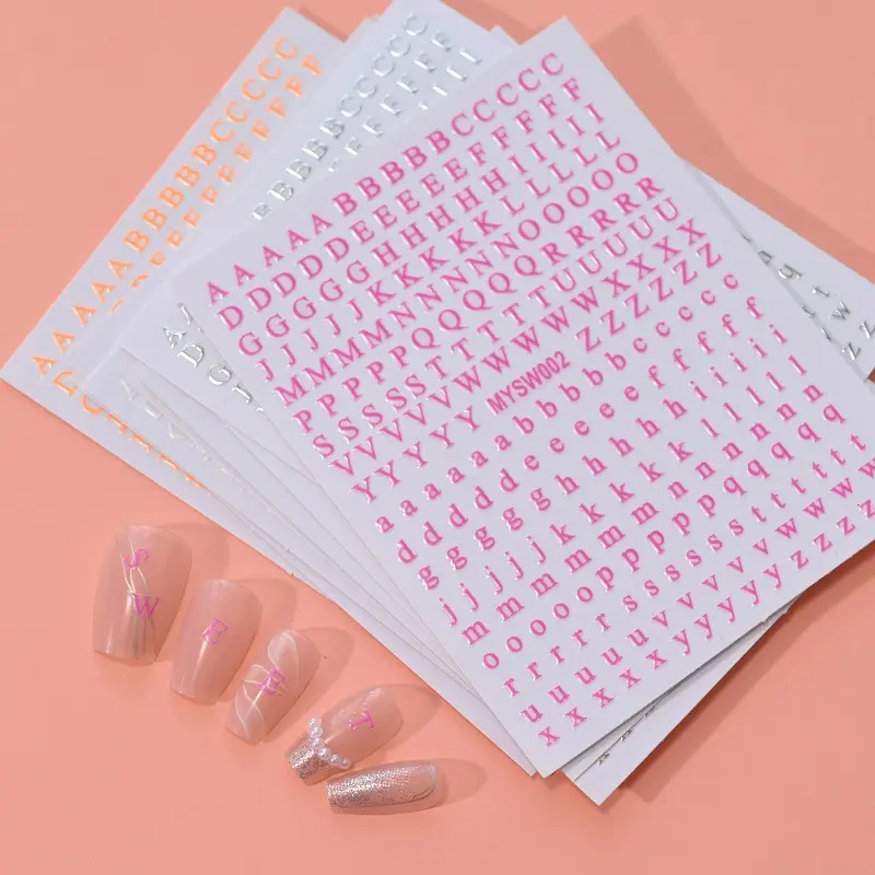 12 Colors Nail Stickers English Letters Case