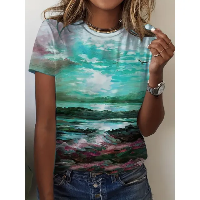 Women's Fashion 3D Printed Casual Short Sleeve Hai032 5Xl - Shop at LoveMi
