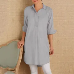 Women's Long-sleeve V-neck Shirt - Grey - View 1