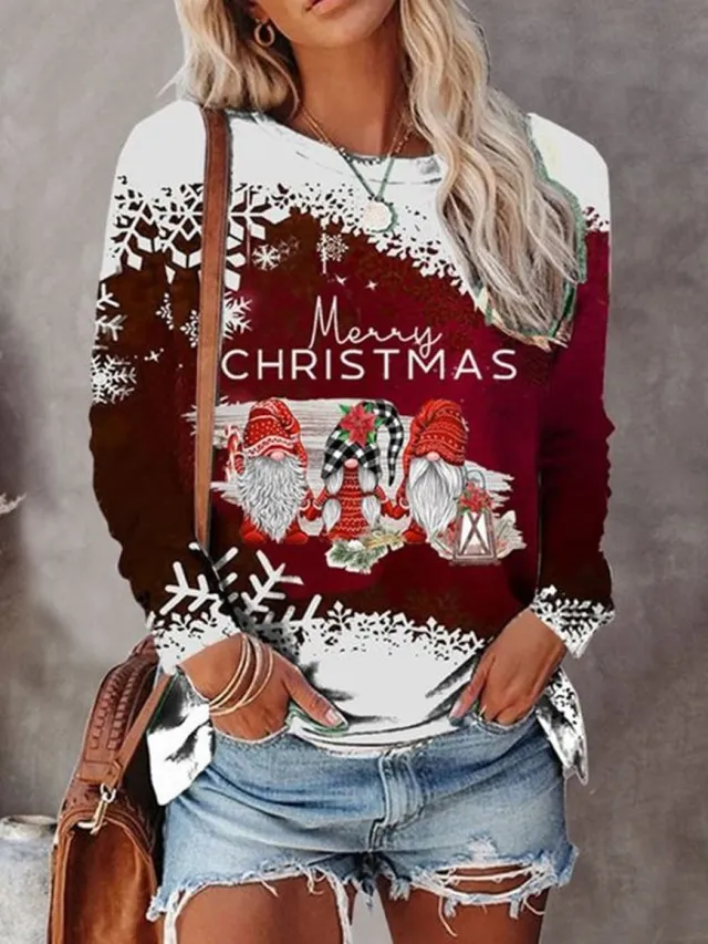 3D Printed Loose Round Neck Fashion Women's Sweater Gbh0155 3 M - Shop at LoveMi