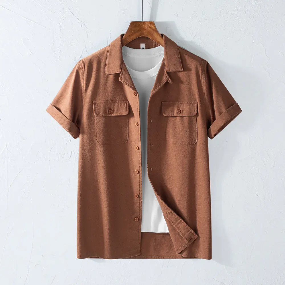 Retro Lapels Workwear Breathable Men's Shirt