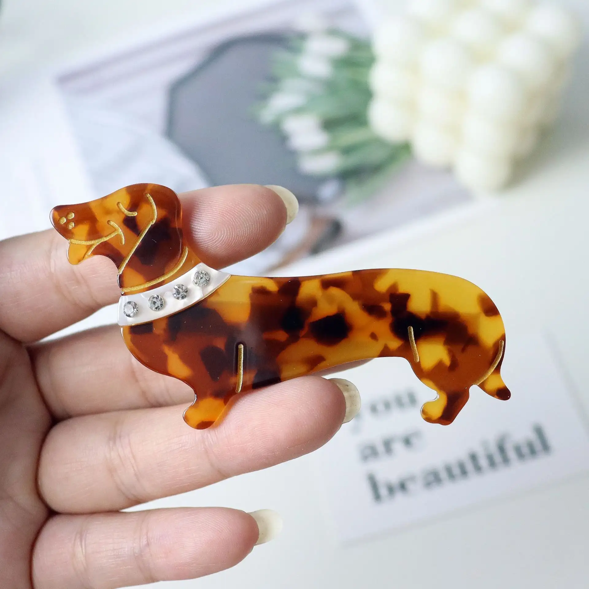 Dachshund Hair Clip, Sausage Dog Barrette for Women and Girls