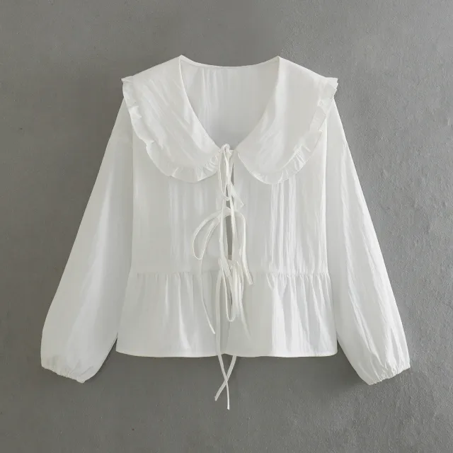 Women's Clothing 3 color Doll Collar Lace Shirt White - Shop at LoveMi