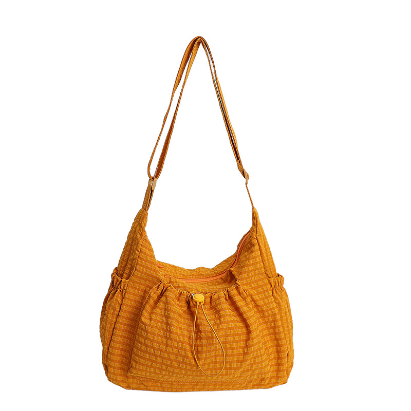 Designer-style Plaid Drawstring Bag With Hanging Buckle Cheerful Vibe Can Be Worn As A Shoulder Bag Or Crossbody Bag