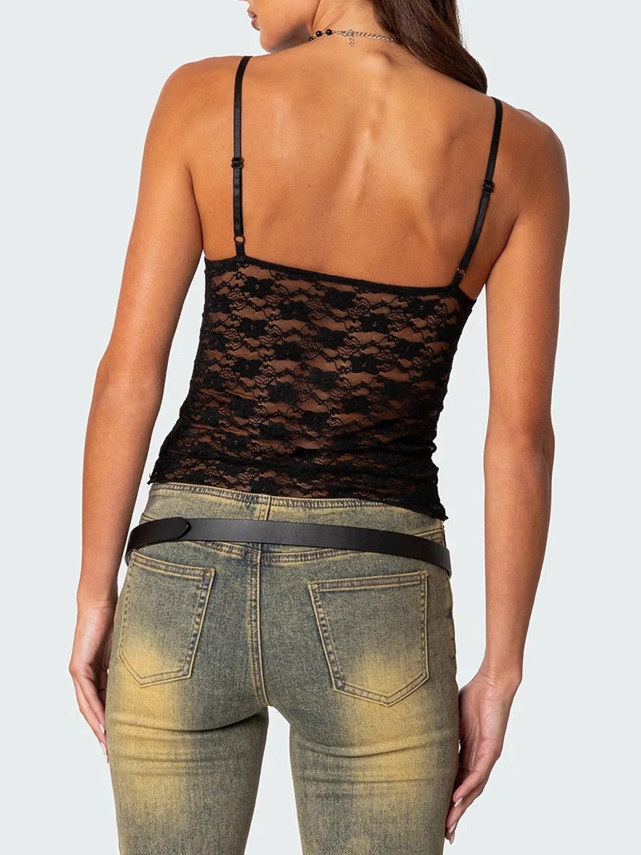 Womens-Short-Lace-Spaghetti-strap-Camisole-Top