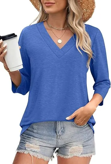 Casual Women's Waist Knitted T shirt Blue - Shop at LoveMi