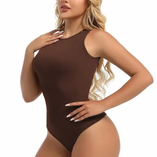 Sleeveless Slim Jumpsuit Women's Top Pure Color Tight Brown - Shop at LoveMi
