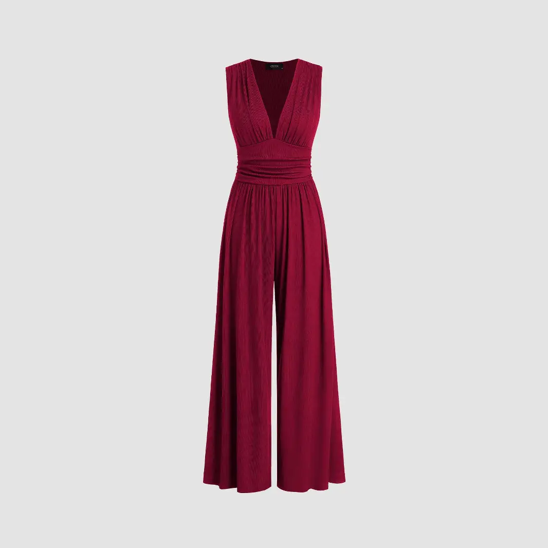 Women's Solid Color Loose Sleeveless Knitted Jumpsuit