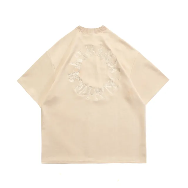 Suede American Street Men's Embroidered Letter Short Sleeve T shirt Khaki - Shop at LoveMi