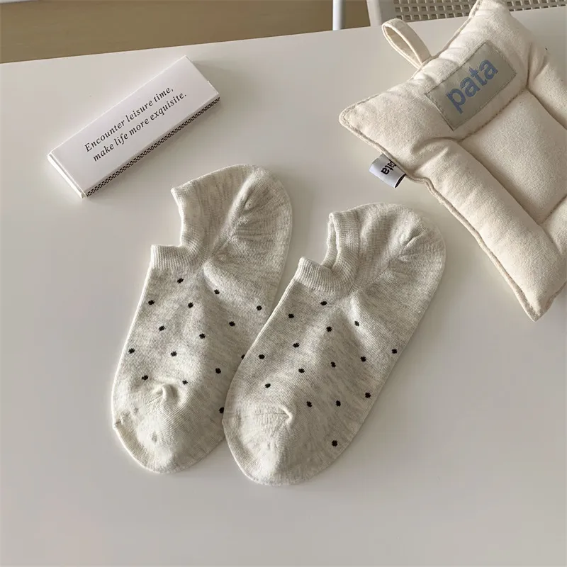 Dot Women's Low-cut Liners Socks Invisible - White And Gray Ankle Socks