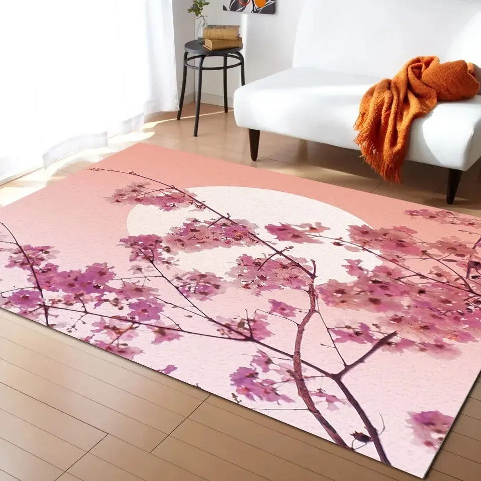 Pastel Cherry Blossom And Crescent Moon Non-Slip