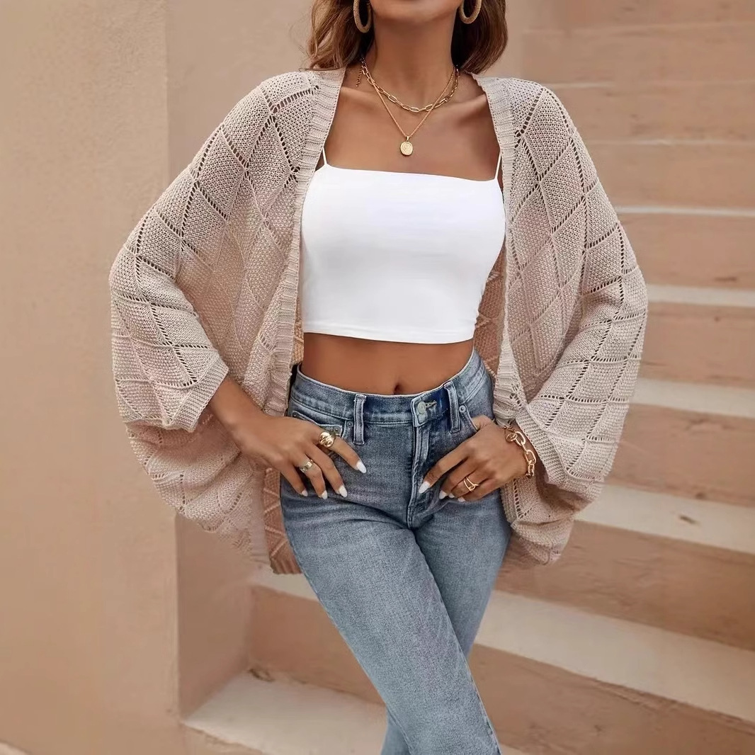 Plus Size Women's Hollow Knitted Fashion Cardigan Top