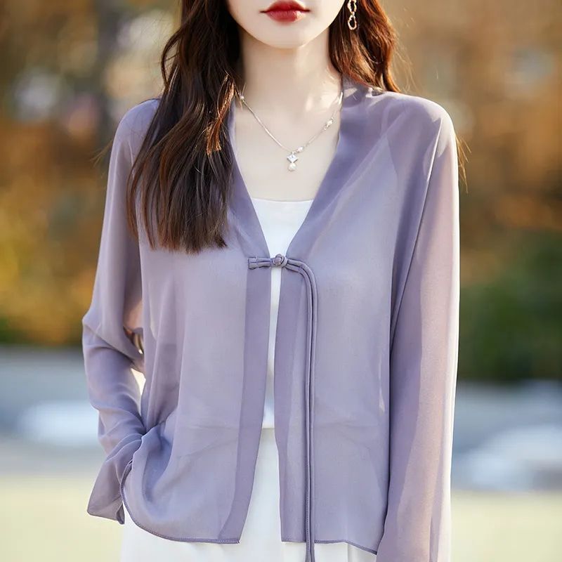 Chinese-style Sun-protective Solid-color Panel-button Flutter Sleeves