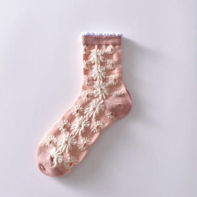 Cotton Pink Autumn And Winter Socks Women's Mid calf Korean Style No 2 10 Pairs - Shop at LoveMi