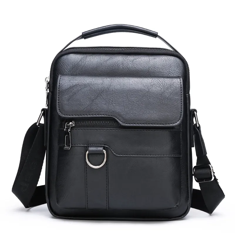Casual Crossbody Men's Document Small Backpack - Black