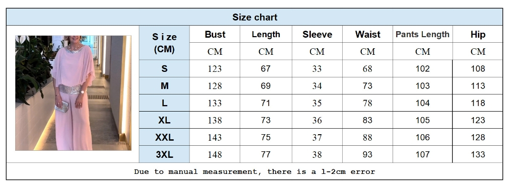 Round Neck Sequins Color Matching Batwing Shirt Wide Leg Pants Suit Women