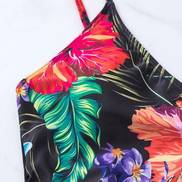 Women’s High Waist Briefs Printed Split Bikini