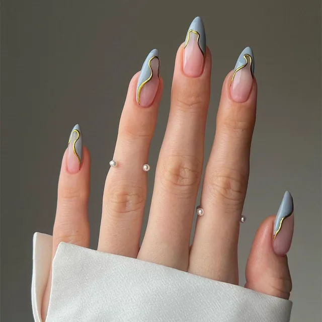 Night And France Handmade Almond French Finished Manicure - Shop at LoveMi