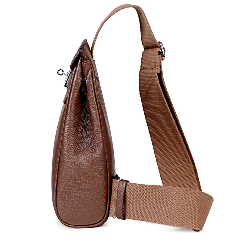 Mens Sleek Minimalist Crossbody Bag Lightweight And Solid-colored