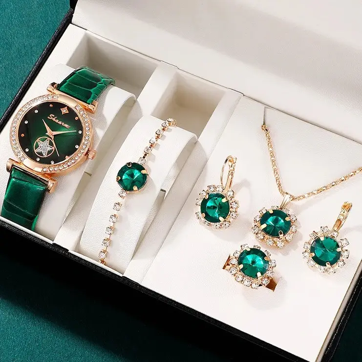 Green Belt Ear Stud Necklace Bracelet Ring