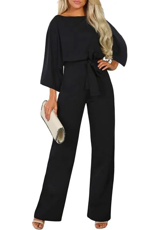Fall Winter Fashion Batwing Long Sleeve Lace up Women's One piece Black - Shop at LoveMi