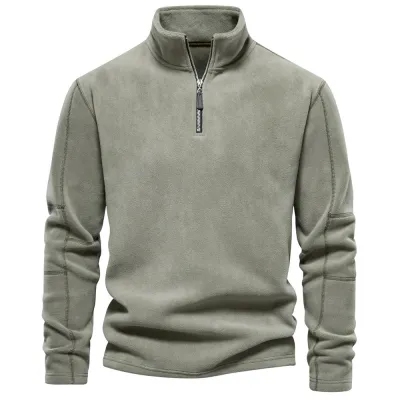 Men's Autumn And Winter New Stand Collar Half Zip Long-sleeved Sweater