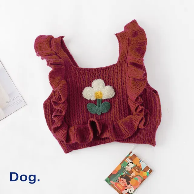 Dog Clothes Short Knitted Sweater Pet Ad Rose Red - Shop at LoveMi