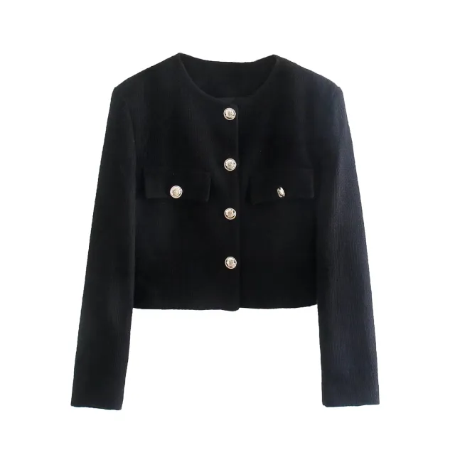 Women's Classic Style Golden Button Decorative Pattern Suit Jacket Pantskirt Top - Shop at LoveMi