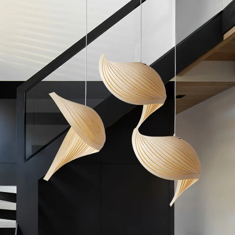 Creative Living Room Pendant Lamp Restaurant Wood