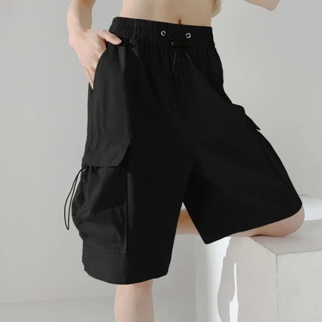 Women's Casual Sports Loose Wide Leg Middle Pants Black - Shop at LoveMi