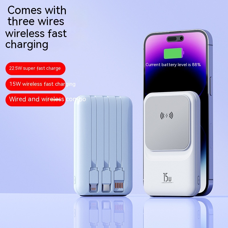 Magnetic Wireless Charger Power Bank With Cable Super Fast Charge Mobile Power 10000 MA 3