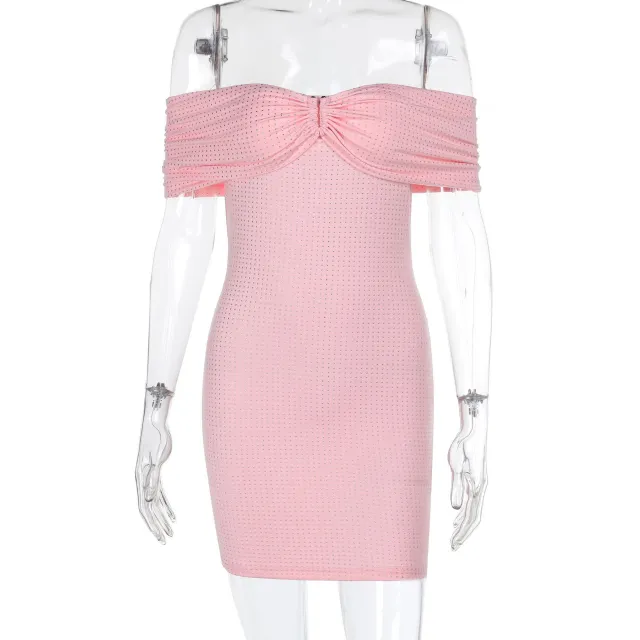 Socialite Style Elegant Slim fit Off shoulder Hip Skirt For Women Pink - Shop at LoveMi