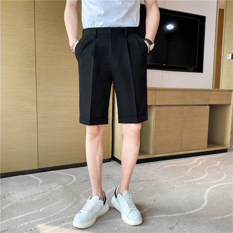 Men's Solid Color Casual Suit Shorts