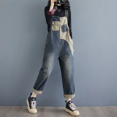 Relaxed Fit Denim Overalls - View 1