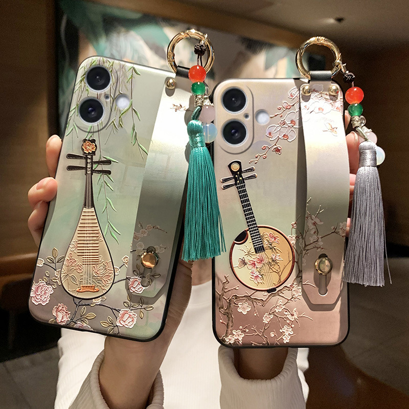 Creative Retro Pipa Flower-bird Print Phone Case