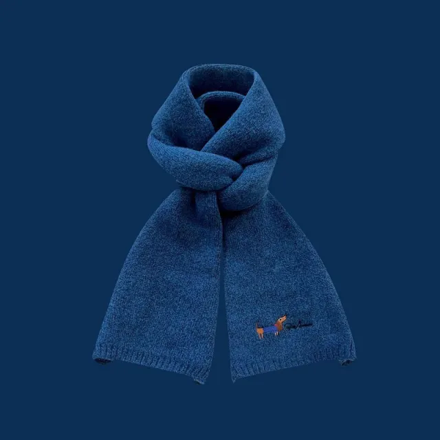 All matching Warm Cold proof Wool Knitted Small Scarf Women Navy Blue - Shop at LoveMi
